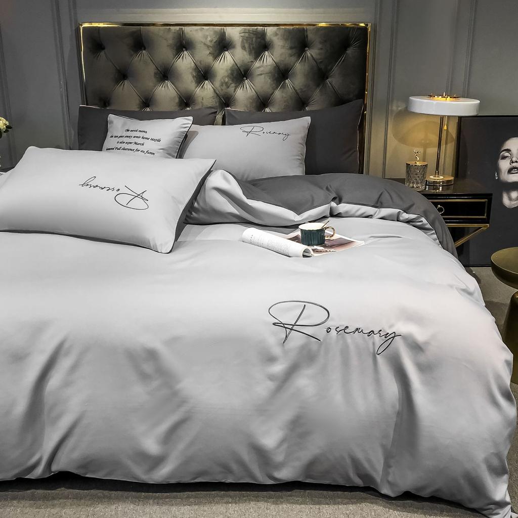 Утолщенное вышитое постельное белье, пододеяльник из четырех частей, простыня, комплект из трех частей для спальни