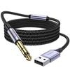 MOSWAG 2m USB To 6.35mm Audio Cable with Recording Function, USB To 6.35mm Male TRS Stereo Cable for Microphones, Guitars, Basses, Speakers, DVD