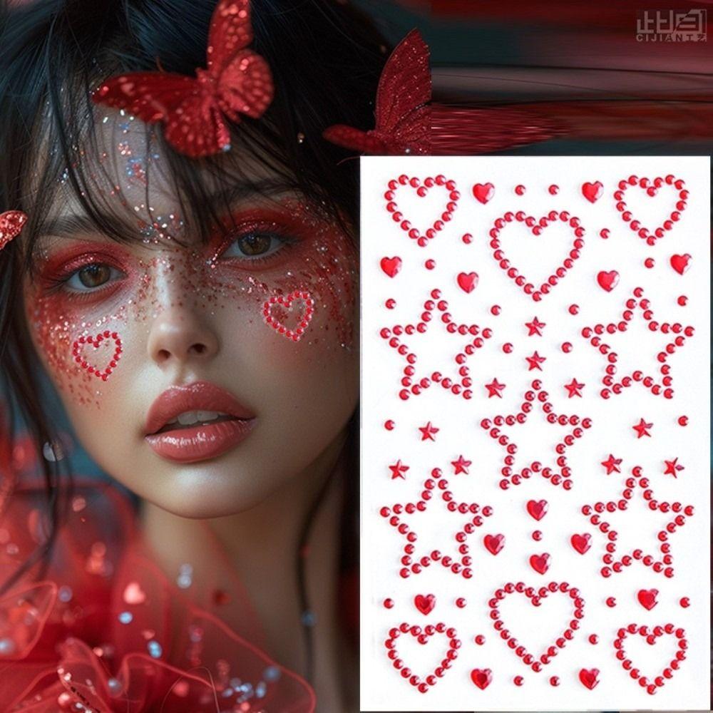 Rhinestone 3D Crystal Face Sticker Makeup Sticker Photocard Sticker Music Festival