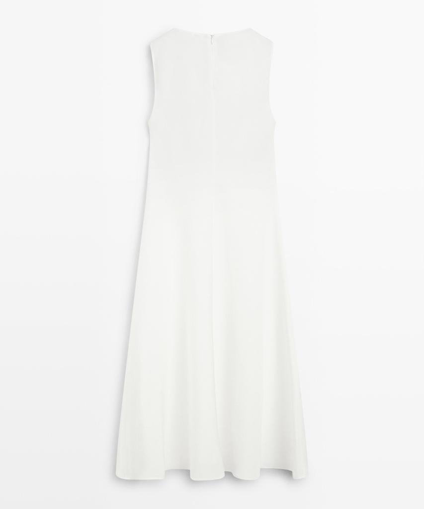 Masimodutti Linen Blend Fluid Midi Dress