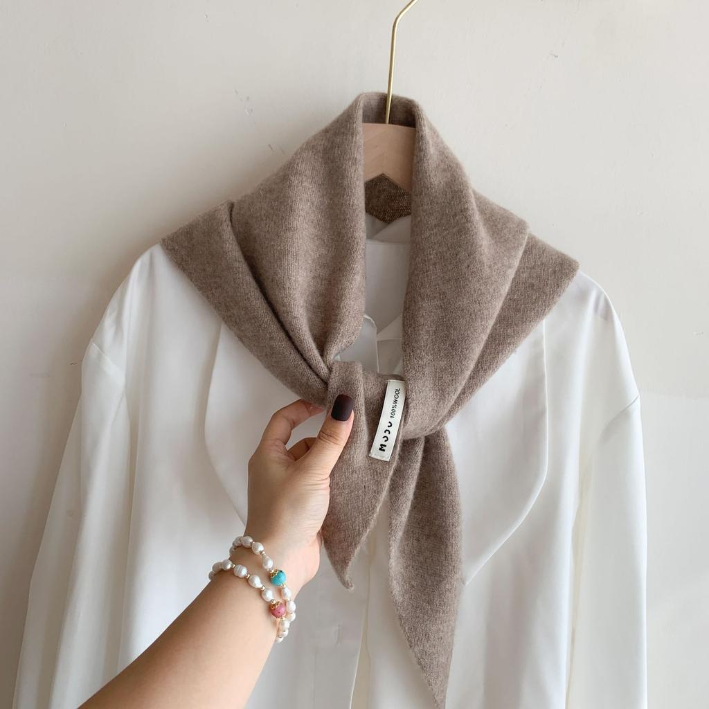 Wool Knitted Triangle Shawl Women's Autumn and Winter Small Scarf