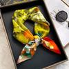 70cm Yellow Peony Imitation Silk Scarf for Women Thin Spring and Autumn Scarves Fashionable and Versatile Shawl Scarf Headscarf