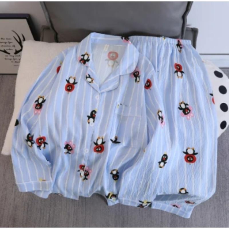 Мультяшная милая милая женская пижама с принтом в виде собаки и букв, с отворотом, в клетку, корейский дизайн, пижамный комплект для женщин, новая весенняя одежда для сна