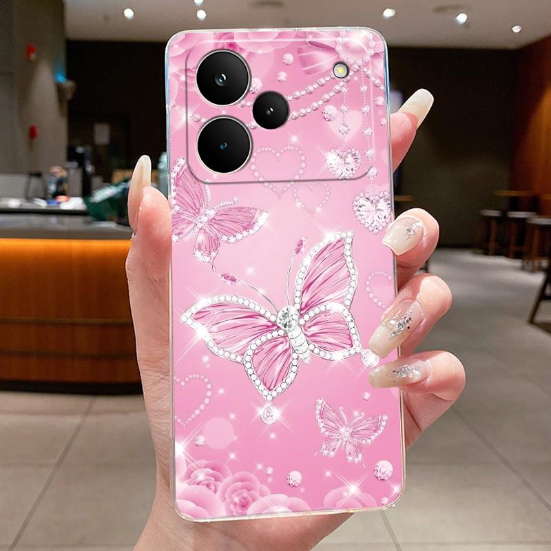 Чехол для телефона OPPO Realme P4 Coque Realme P4 Pro Funda P4PRO Бабочка Защитный чехол Прозрачный Мягкий Силикон TPU Чехол