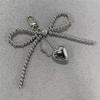 Bowknot Heart Bag Pendant Beaded Silver Bow Handbag Backpack Decoration For Bags Accessories CLE