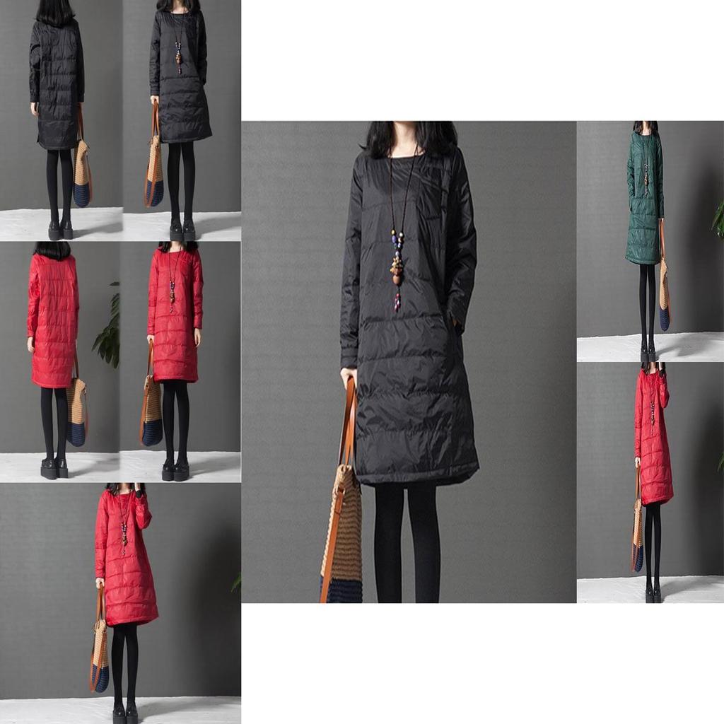 Женское Зимнее Теплое Стеганое Пальто Пуловер Платье Длинный Рукав Свободный Топ Большой Размер Для Максимального Комфорта И Стиля