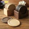 1/6pcs Walnut Wooden Coasters Set Decorative Round Table Mat Heat Insulation Pad Japanese Beverage Coasters Home Decor