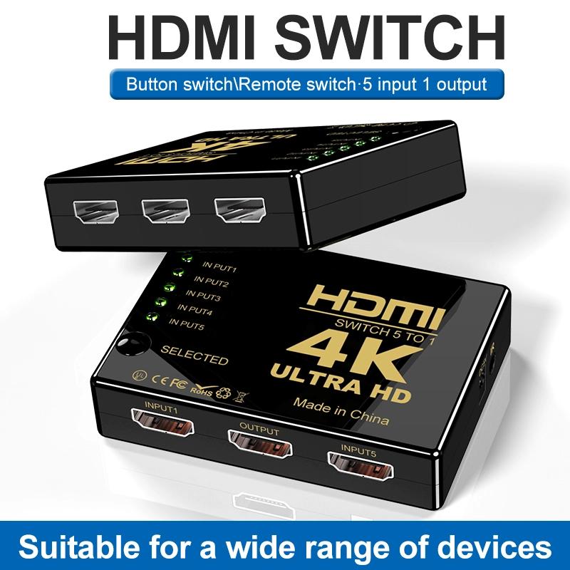 4K HDMI-переключатель 5 в 1 Out HDMI-совместимый адаптер-сплиттер-переключатель HD-MI Селектор Адаптер видеоприставки с ИК-пультом дистанционного управления для ПК HDTV DVD PS4