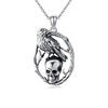 Retro Skull Pendant Necklace In Geometric Shape With Crow Shape Design For Fashion Lovers
