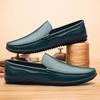Дышащая мужская повседневная обувь из натуральной кожи, мужские лоферы, мокасины, для отдыха, ходьбы, слипоны, плоская подошва, для улицы, мужская обувь для вождения