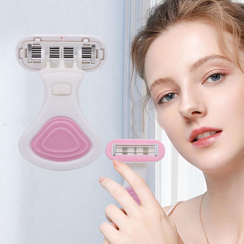 Women Travel Shaving Kit 6 Layer Cutters Portable Travel Shaving Kit with Foldable Non Slip Handle 3 Refills