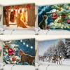 Рождественский художественный настенный гобелен Рождественская елка и кошка Рождественское животное Новогодняя вечеринка Лось Йога Одеяло