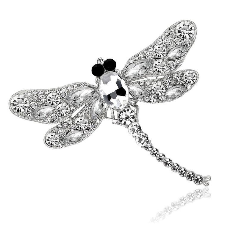 Crystal and European Vintage Dragonfly Brooch Pin Point Drill Dragonfly Brooch