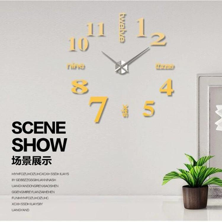 Настенные часы 3D Зеркальная наклейка Дизайн домашнего интерьера