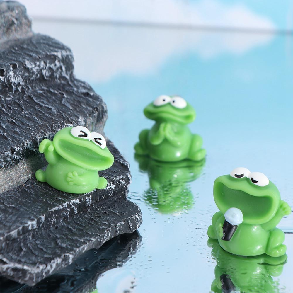 Cartoon Big Mouth Frogs Statue Cute Mini Frogs Ornament Micro Landscape Ornaments