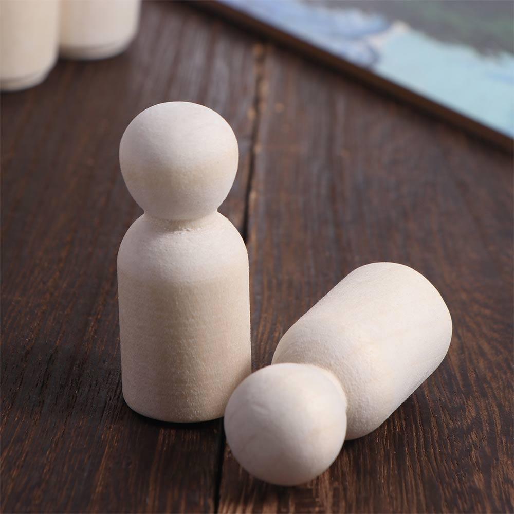 Wood Male Female Puppets Handmade Unpainted Figures Wedding Decoration Wooden Peg Doll Wood Crafts
