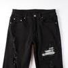 Черные джинсы, мужские прямые новые брюки Tide High Street с серебряными нашивками, эластичные тонкие джинсы High Street Small Foot