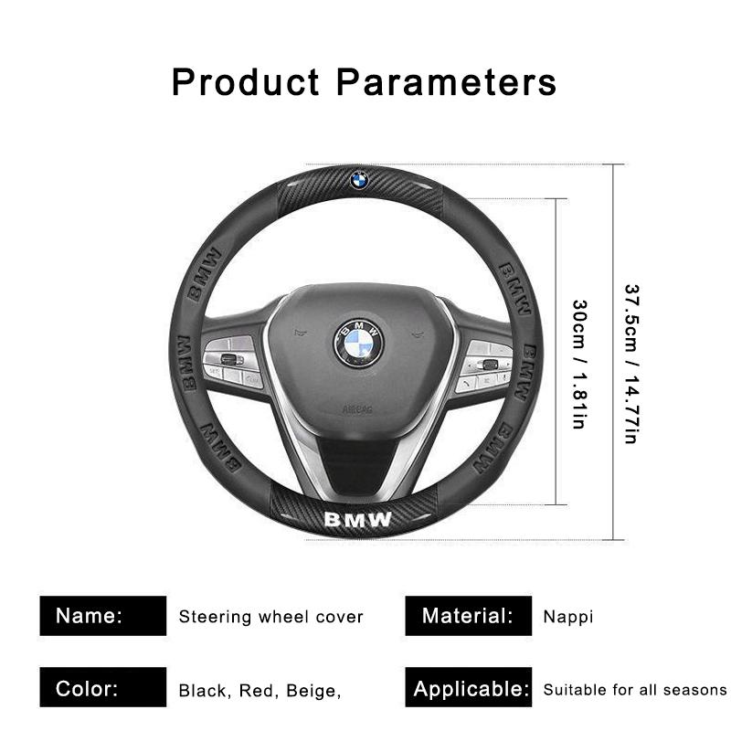 BBKZ6 Car Anti-Slip Carbon Fiber Texture+Suede Type Car Steering Wheel Cover For BMW M X1 X2 X3 X4 X5 X7 E36 E39 E46 E60 E70 E87 E90