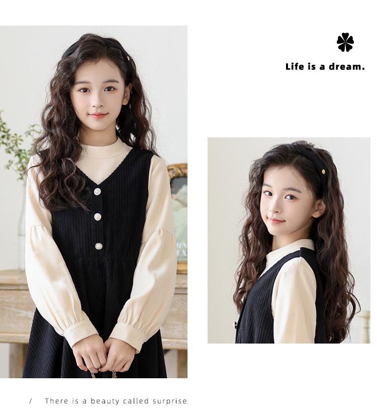 Платье принцессы CUHK для девочек, с длинным рукавом, с эффектом двухслойности - Модный осенне-зимний стиль