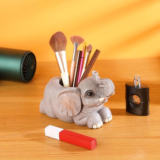 Держатель для ручек в виде слона, смоляной держатель для стола в виде счастливого слона, держатель для карандашей в виде слона, подарок для женщин, домашний офис, декор