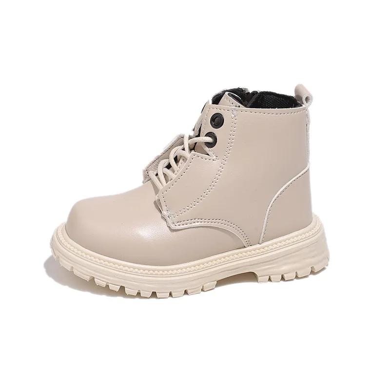 Детские ботильоны, модные универсальные мотоциклетные ботинки для мальчиков и девочек, однотонные, 2024, новые детские короткие ботинки из искусственной кожи, толстая подошва