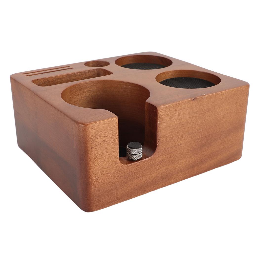 58mm Wooden Coffee Tamper Station Adjustable Multifunctional Coffee Portafilter Tamper Holder Stand