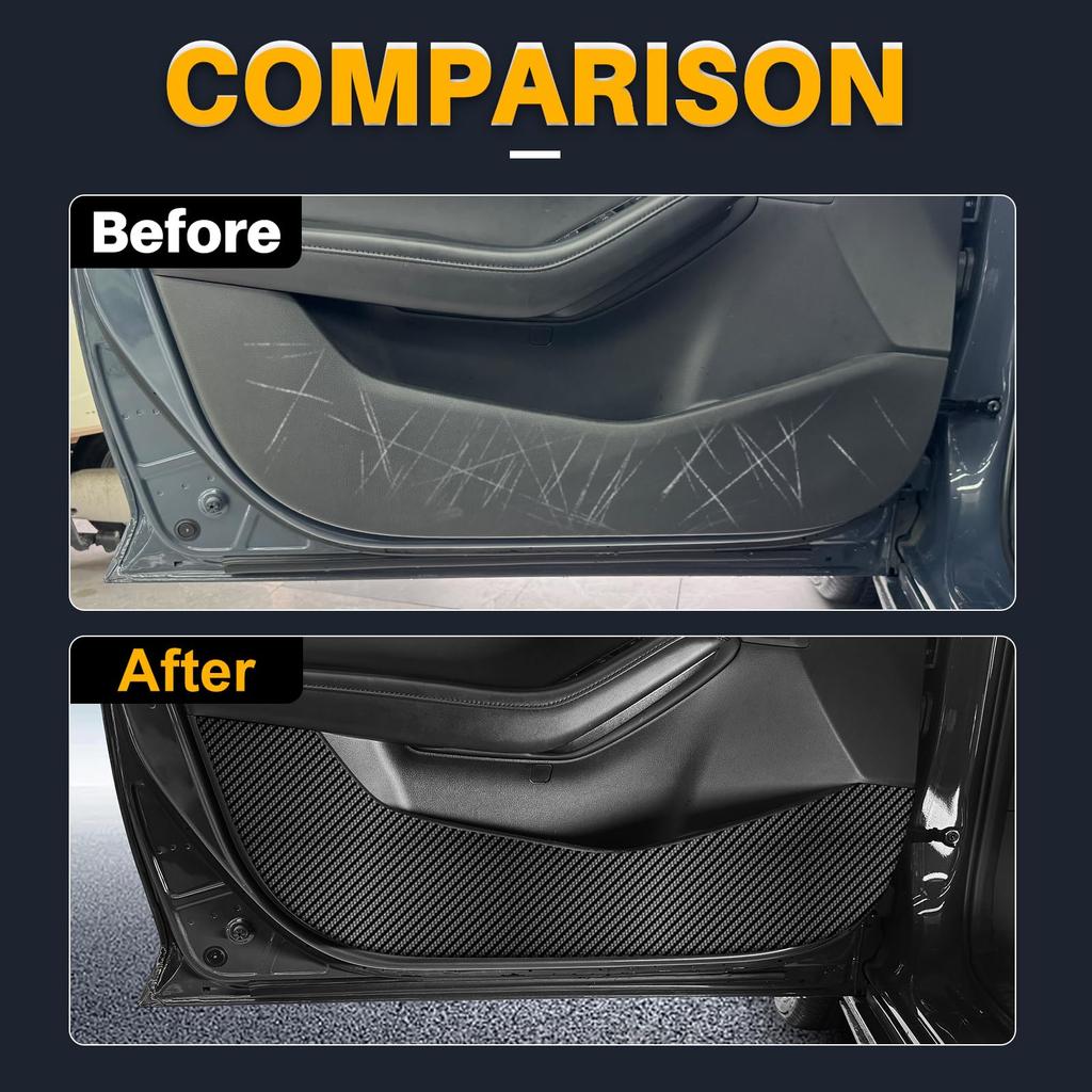 KUNGKIC Door Kick Guards for Mazda 3 BP Series Door Scratch and Stain Custom Interior Car Accessories Carbon Fiber (2019-2025), Protectors,
