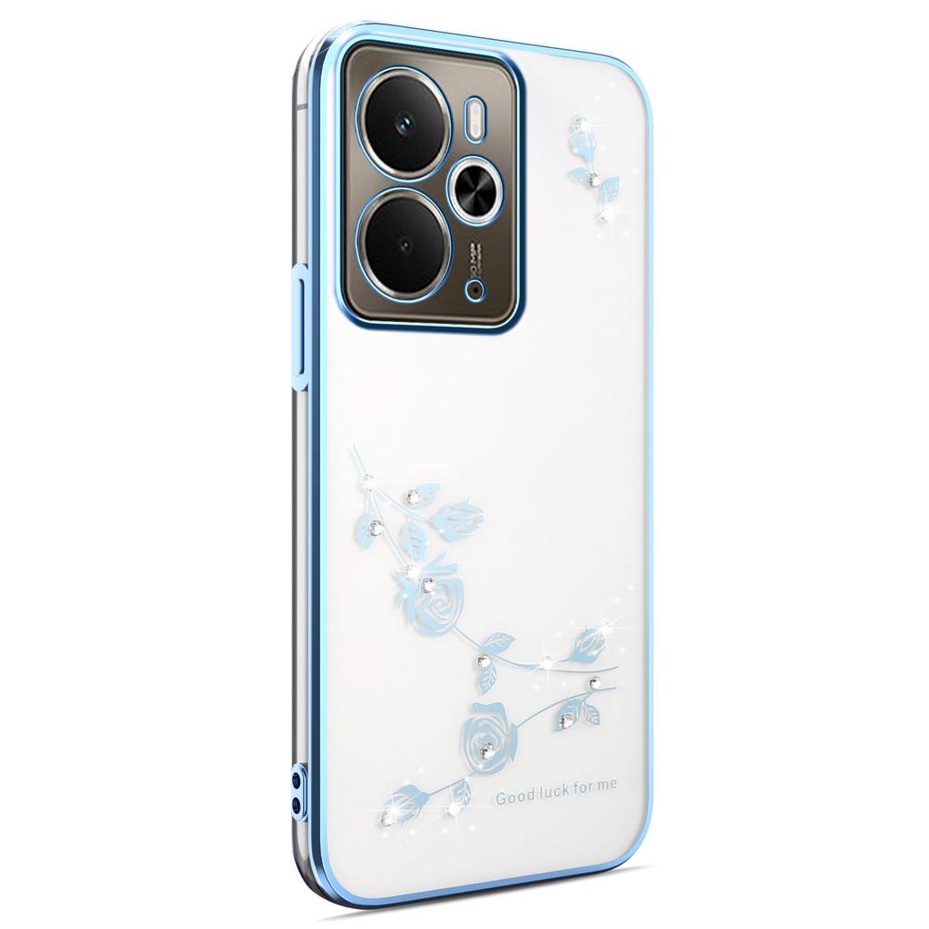 KADEM Чехол для Realme 14T 5G/14 5G с цветочным декором из страз, гальваническое TPU покрытие для телефона