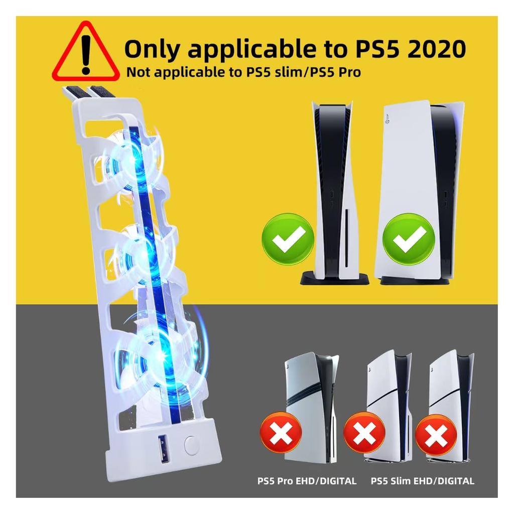 PS5 Cooling Fan Quiet USB External Cooler for Older PS5s Fan for Powerful and LED Light Ideal for Summer Heat Control and Long Gaming Hours as an