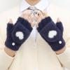 Newcomer Special: Women's Faux Mink Plush Flip Gloves with Love Heart Design, Half-Finger Style for Autumn/Winter Warmth