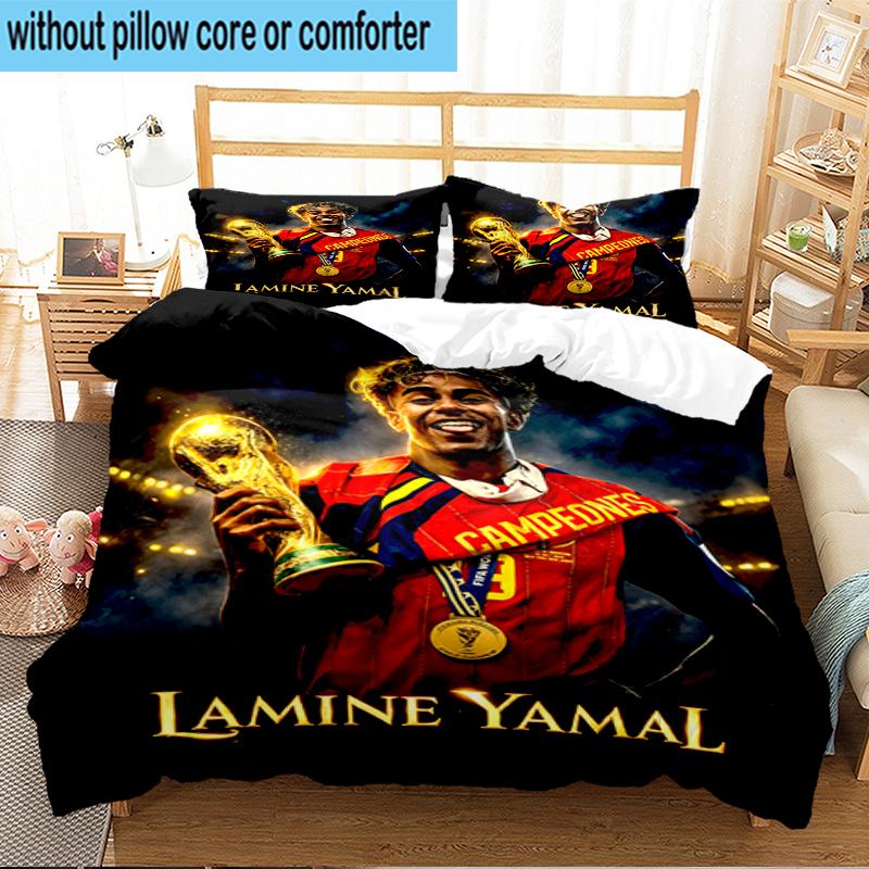 3PCS Football Spirit Ya-mal Bedding Set,Including 1pc Duvet Cover And 2pcs Pillowcases Perfect for Bedroom, Dormitory, Fan Christmas gift