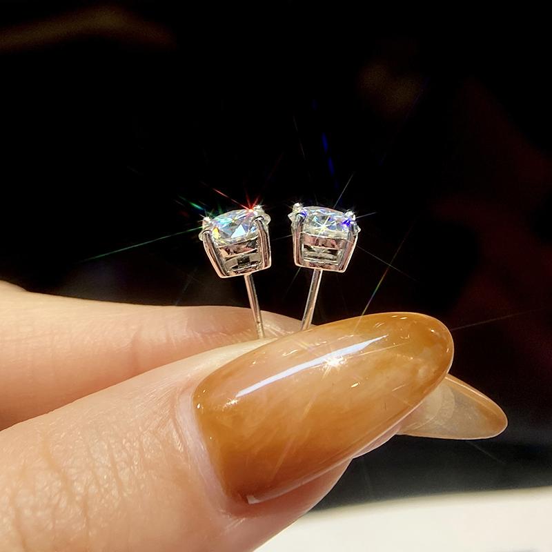 Real 0.1-2CT Test Passed Moissanite Diamond Studs Earrings for Women S925 Silver Platinum Plated Bride Wedding GRA Fine Jewelry