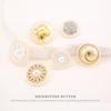 5 шт. Металлическая пуговица в сочетании со смолой, для пальто, тренча, золотая пуговица, свитера, куртки, кардигана, в стиле маленького черного платья, серебряная пуговица
