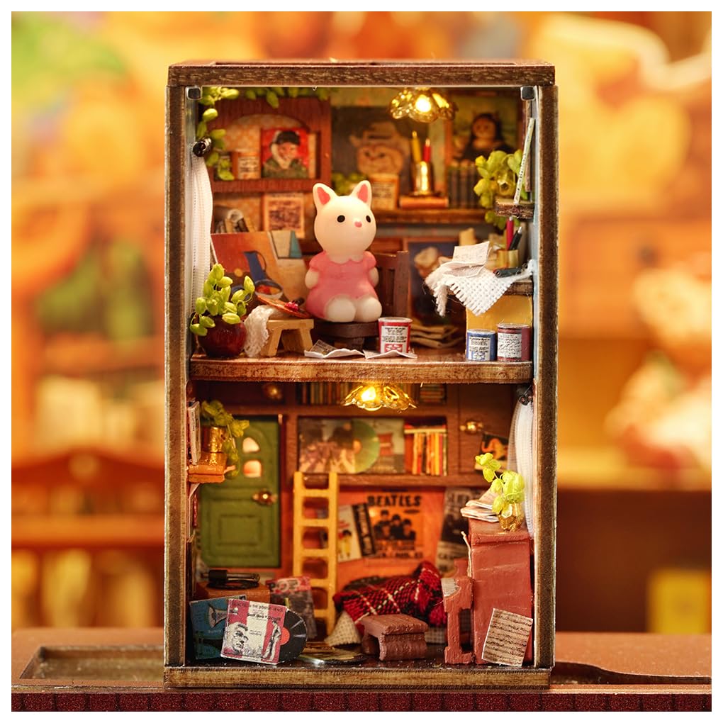 CUTEROOM Wooden Dollhouse Kit, Miniature Model, DIY Handmade Toy for Kids, Interior Decoration, Girl's Birthday Gift (LUNA'S HOUSE)