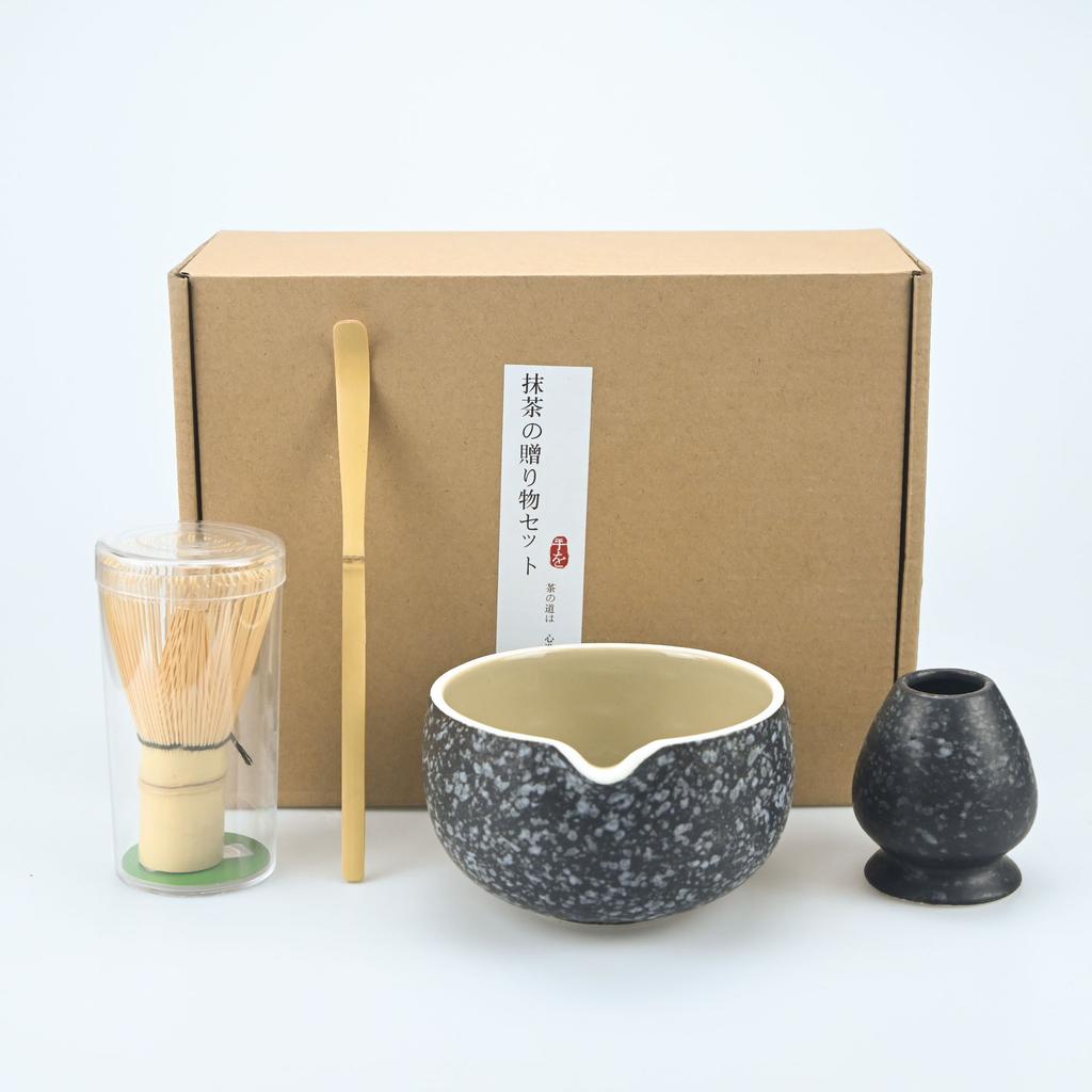 Набор для чая матча из 4 предметов, легко моющийся, с подставкой для инструментов, включая чашу, венчик, ложку, отличный подарок для церемонии, традиционный японский