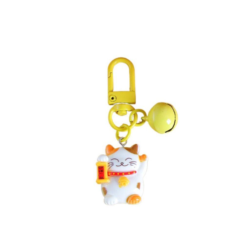Kawaii Maneki-neko Keyring Mini Fortune Cat Pendant Fashion Plutus Cat Keychain  Backpack Decor