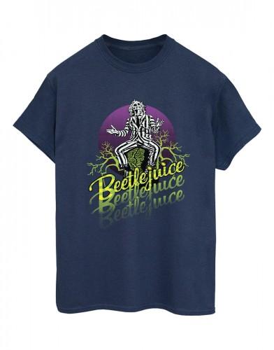 Beetlejuice Женская/дамская фиолетовая круглая хлопковая футболка бойфренда