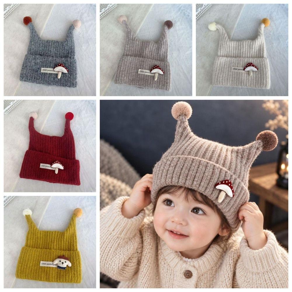 Wind Proof Infant Hat Knitted Fabric Pullover Hat Cute Toddler Cap Kids