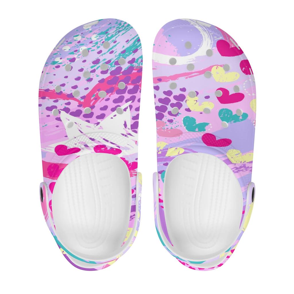 Unisex Printed White EVA Clogs Lightweight Breathable Slip On Garden Shoes Summer Beach Pool Bathroom Casual Sandals Shower Use