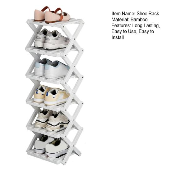 Складная полка для хранения обуви из бамбука, прочная, несущая, переносная, отдельно стоящая полка для обуви в прихожей