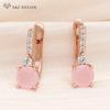 Fashion Micro Inlay Cubic Zirconia Drop Earrings Rose Gold Color Round Crystal Eardrop For Women Wedding Jewelry