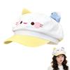 Japanese Style Cat Ears Beret Big Head Cartoon Beret Fashion Octagonal Hat  Female Wear