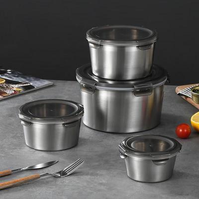 Набор из 4 круглых контейнеров для хранения продуктов Ruhan из нержавеющей стали 304