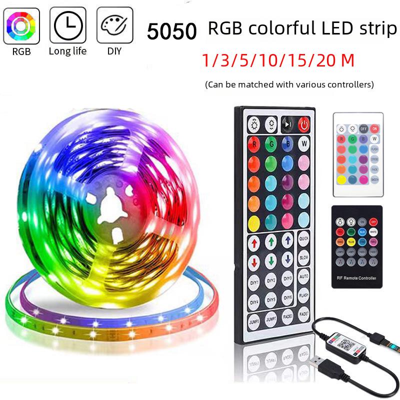 Светодиодная лента RGB длиной 10/20 м, с дистанционным управлением по Bluetooth и инфракрасному датчику, 5 В 5050, идеально подходит для красочного оформления фона.