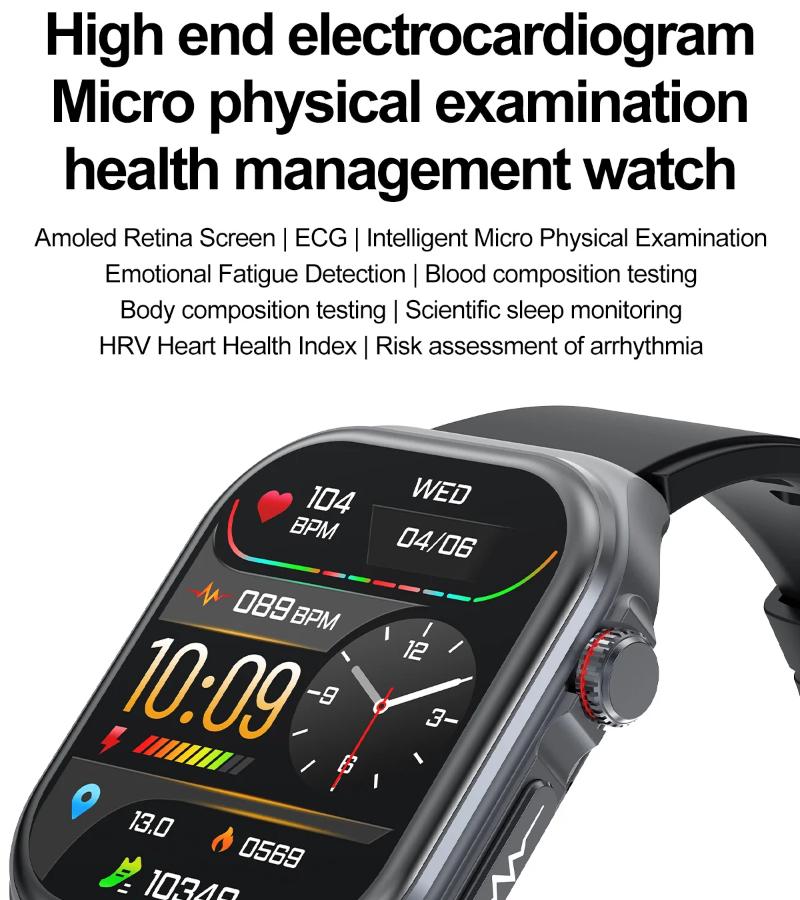 2025 Новые AMOLED Смарт-часы ET585 для мужчин ЭКГ состав крови мониторинг здоровья Bluetooth вызов женский спортивный фитнес-трекер умные часы