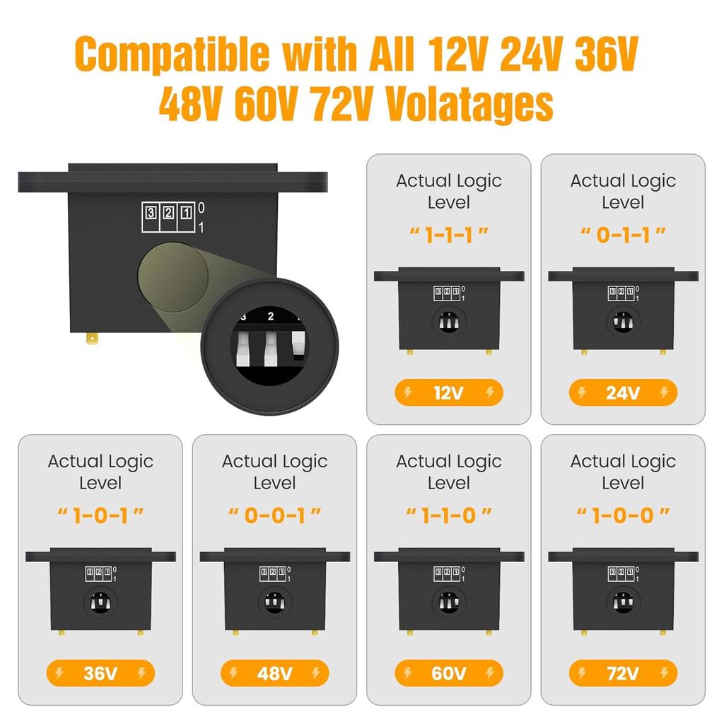 BM210 12V 24V 36V 48V 60V 72V Battery Meter, Waterproof LED Batterys Voltage Display Acid&Lithium Battery Gauge Meter for Golf Cart EZGO Club CAR and