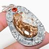 Lemon Chrysoprase, Garnet 925 Sterling Silver Jewelry Pendant 2.48" Q4d68