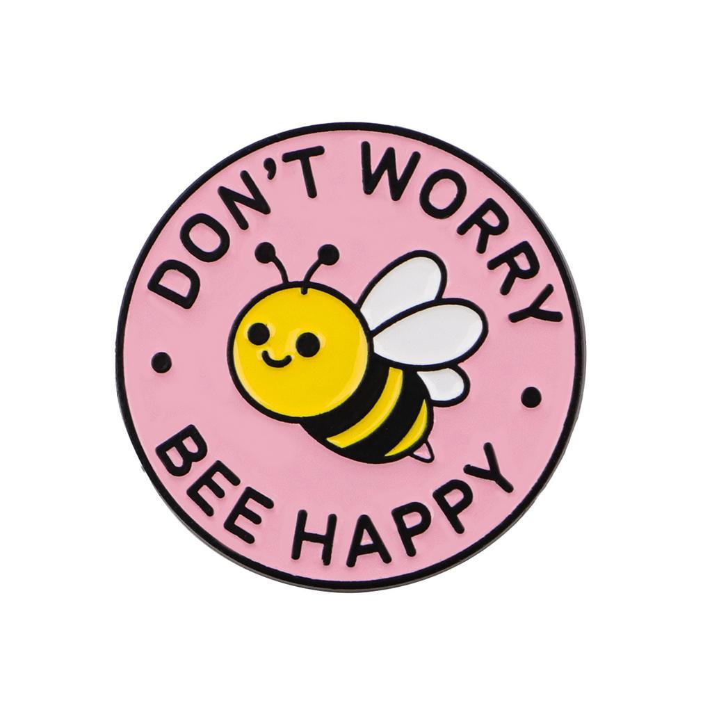 1pc Don' Worry Bee Happy Cute Bee Lapel Pin for Backpacks,Enamel Pin,Cute Brooch for Clothes,Briefcase Badge,Backpack Badge Gift
