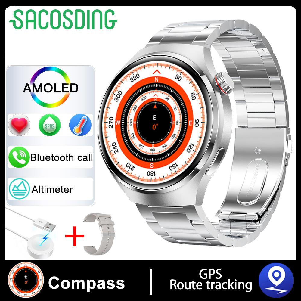 Для SACOSDING NFC Watch 4 Pro NFC Смарт-часы Мужские AMOLED 360*360 HD Экран Артериального Давления BT Call IP68 Водонепроницаемые Смарт-часы