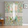 Easter Window Sheer Curtains for Bedroom Living Room Easter Egg Easter Bunny Spring Flower Chiffon Voile Sheer Drapes Curtain